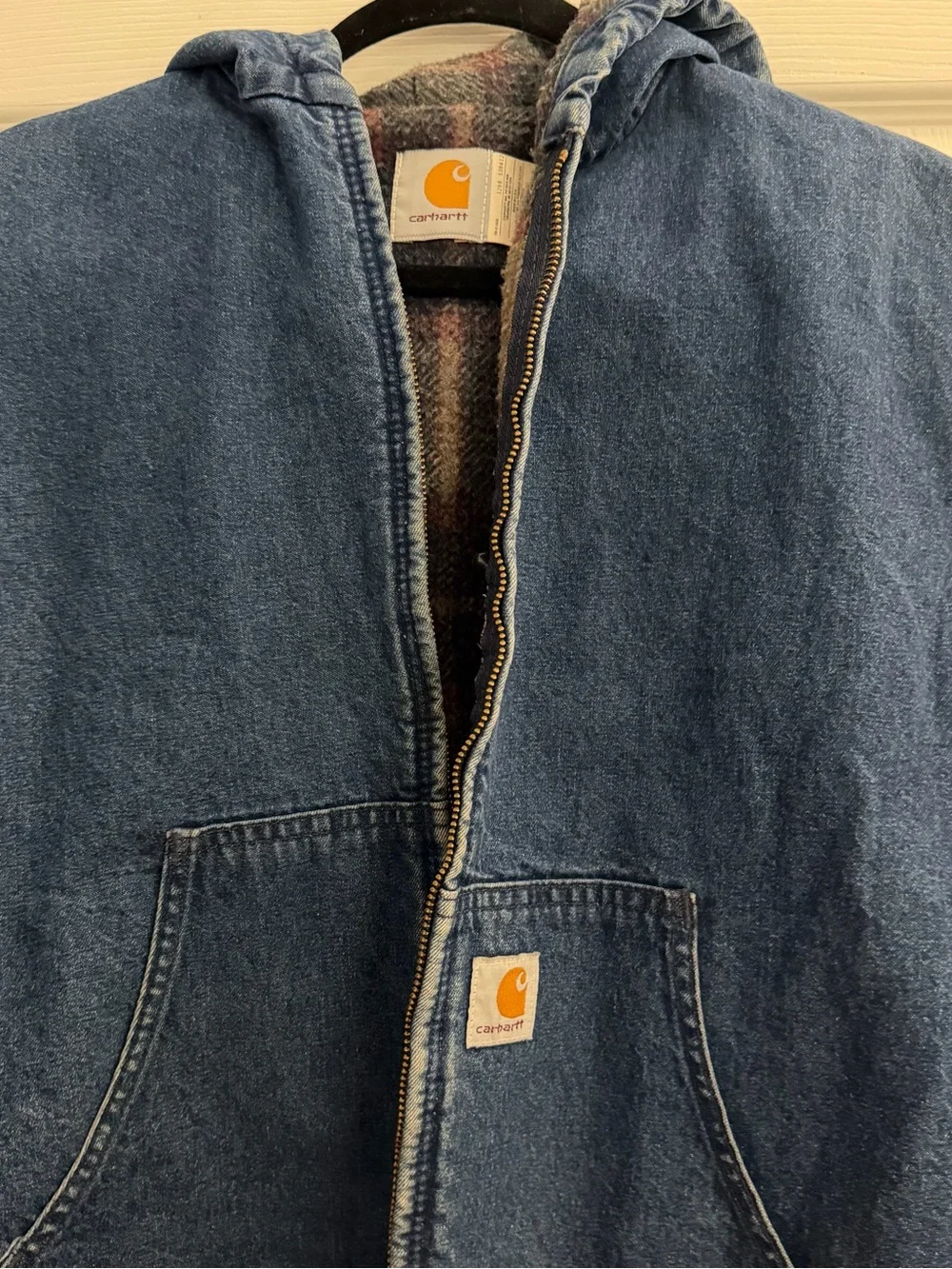 Vintage Carhartt Denim Hooded Blanket Lined Jacket Y07 DST Y Size XL ASAP Rocky